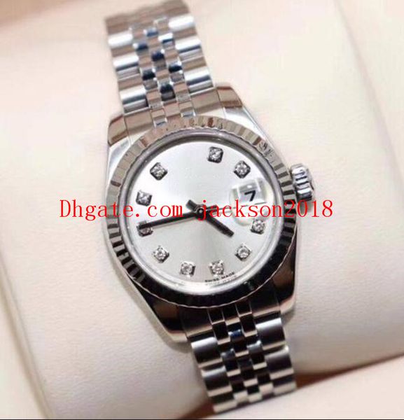 

original boxes women's watches 26mm diamond 2813 mechanical automatic silver jubilee stainless steel bracelet luxury ladies wristwatche, Slivery;brown