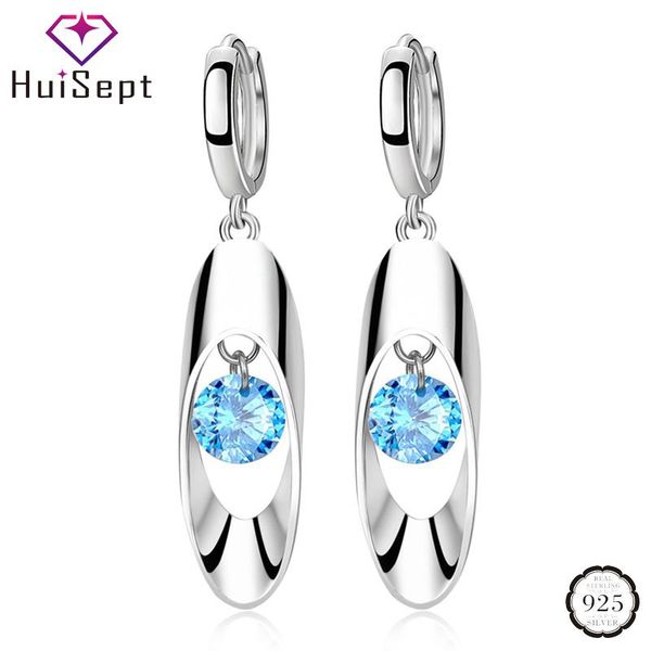 

huisept trendy 925 silver earrings lady ornaments sapphire gemstone geometric shape drop earrings for wedding party gift jewelry