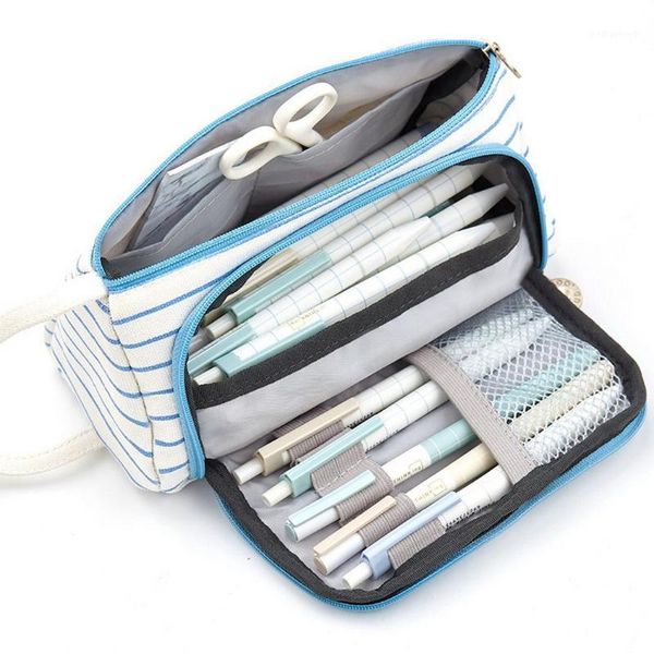 

pencil bags bag portable multi-function large capacity student stationery box side zipper pen case pencils pouch pens storage pack1