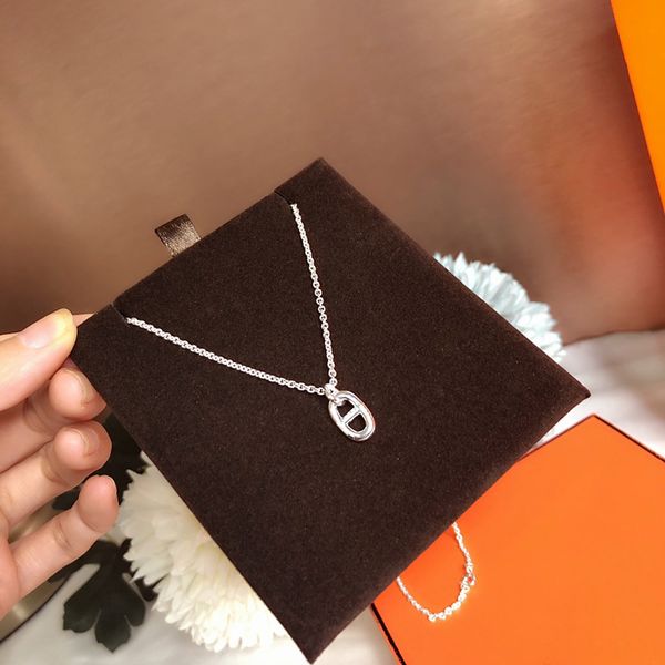 

известный бренд h огненый свиньи нос леди ожерелье дизайнер мода 925 стерлингов серебро ожерелье ледяное подвесное ожерелье леди ювелирные и, Silver