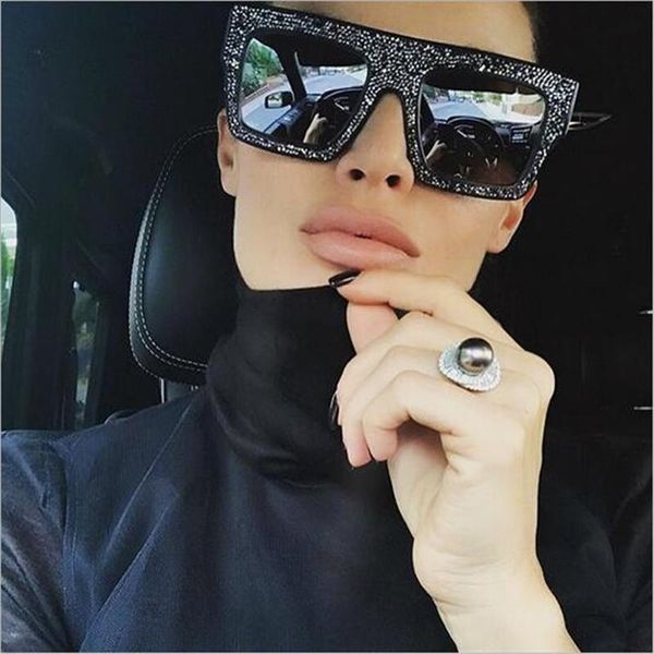 

sunglasses luxury fashion reinestone women brand designer vintage oversized retro men crystal sun glasses 997254y, White;black