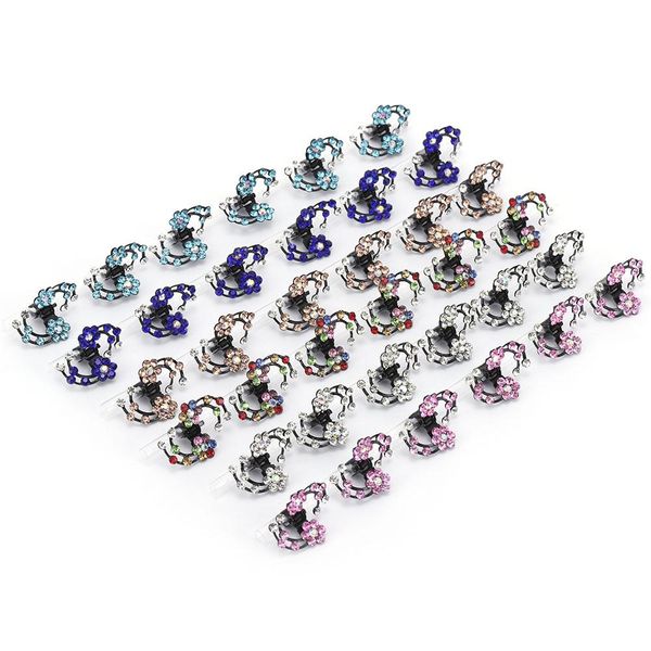 

6pcs flower sweet hairpin rhinestone jewelry plate hair grabbing clip wedding accessories 2020 new for women wmtnwg, Golden;white