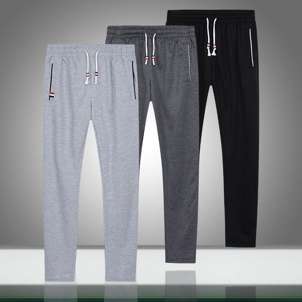 

мужчины бегуны спортивные штаны осень случайные мужские твердые свободные брюки эластичные талии комфортные спортивные спортивные бодибилдин, Black