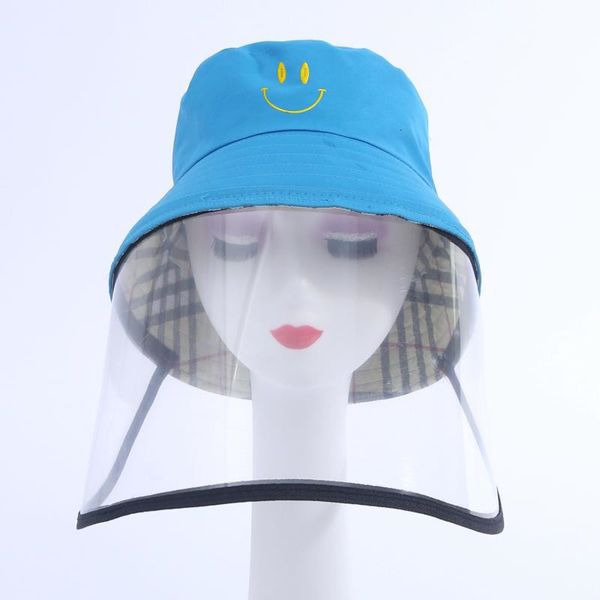 

kids protective mask anti saliva hat with transparent face shield fisherman hat anti-pollution hat epidemic protection sand proof