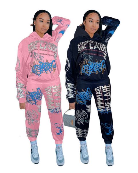 

autumn / winter 2020 fashion a8273 printing trend street sports sweater set, Gray