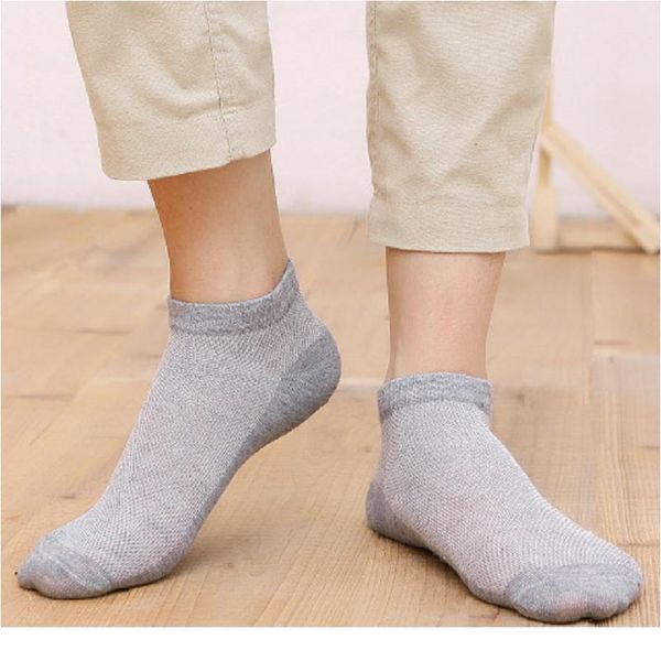 

20pcs=10pair breathable men's socks short ankle socks men solid mesh male boat socks bbyfag, Black
