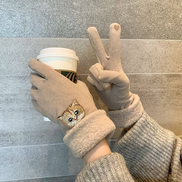 

glove girl cute ins warm and plush winter korean version of student cycling cold proof five finger gloves