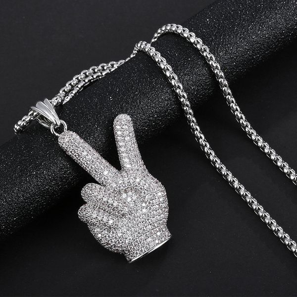 

zircon gold for men pendant necklace to hip hop jewelry 9n3u, Silver