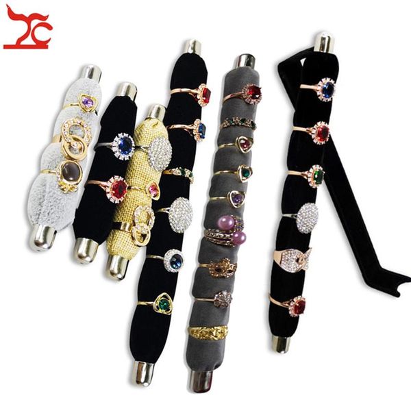 

new convience velvet ring jewelry storage holder soft sponge stick ring bar rack jewelry display exhibition stand shelf, Pink;blue