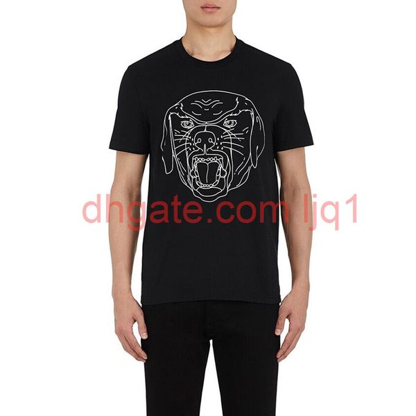 

mens t shirt men women short sleeves fashion couples summer cotton line dog head printing t shirt black white