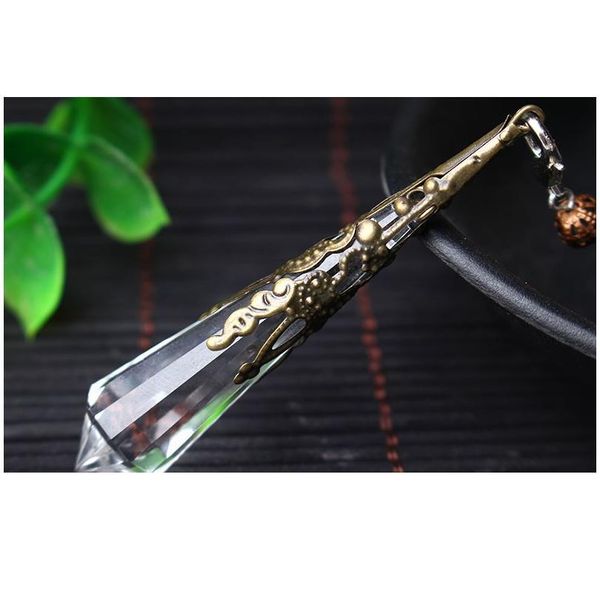 

new natural white crystal pendulums for dowsing reiki chakra healing crystals charms necklace filigree jllynt, Black