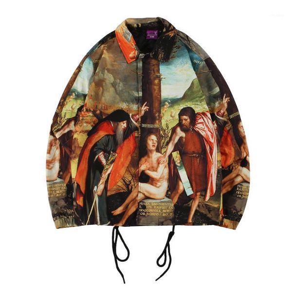 

an allegory of the old and new testaments painting print windbreaker coaches jackets streetwear hip hop casual coats1, Tan;black