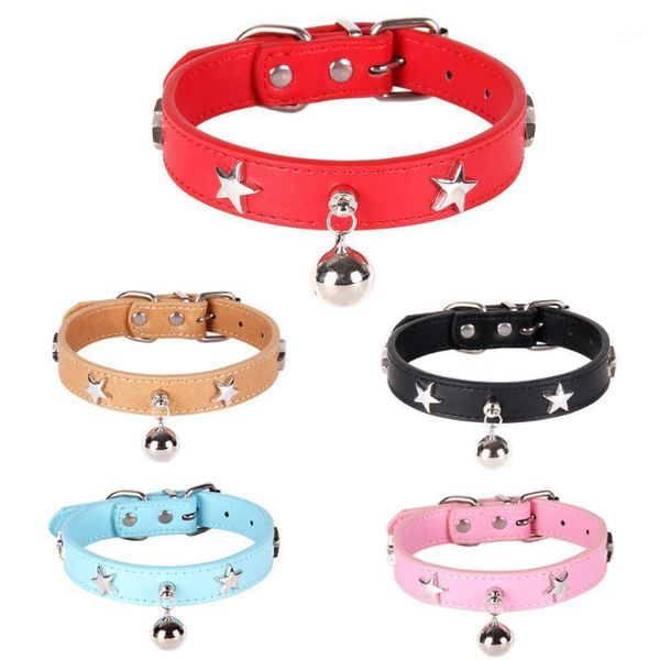 

dog collars & leashes five pointed star bell pu leather collar with adjustable wear comfortable cat suit of and medium pet puppy kitten1