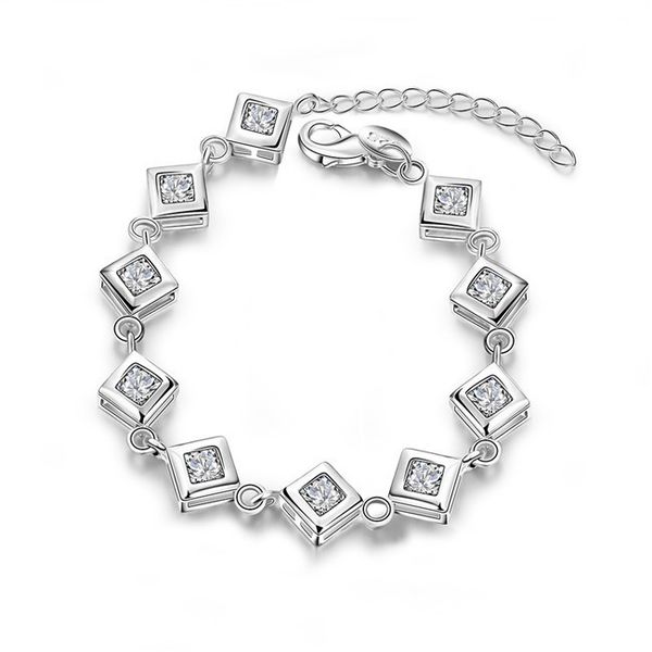 

plated fashion silver charm 925 bracelet with zircon sweet birthday gift for girls factory hot, Golden;silver