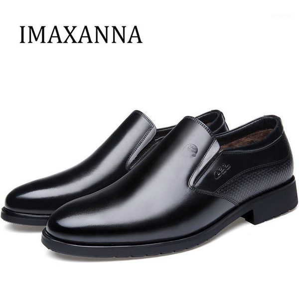 

dress shoes imaxanna men leather brand slip on fashion oxfords for formal wedding loafers male casual, Black
