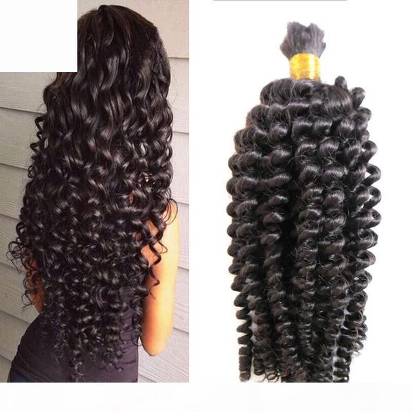 

mongolian kinky curly bulk hair 100g human braiding hair bulk no weft afro kinky curly bulk hair, Black