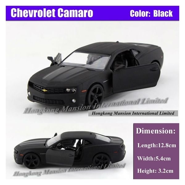 

licensed diecast metal 1:36 scale collection car model for thechevrolet camaro alloy pull back toys vehicle - matte black q1219