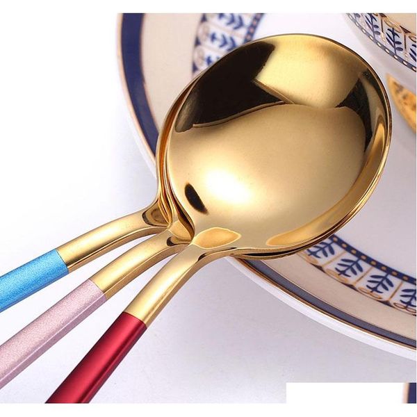 

304 stainless steel spoon household round spoon creative dessert coffee stirring spoons feeding spoon dinnerware jllrrh bdetrade