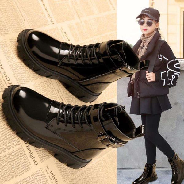 

autumn winter sho and 2020 new children' korean red plus girls' riding with veet net thick cotton boots, Black;grey