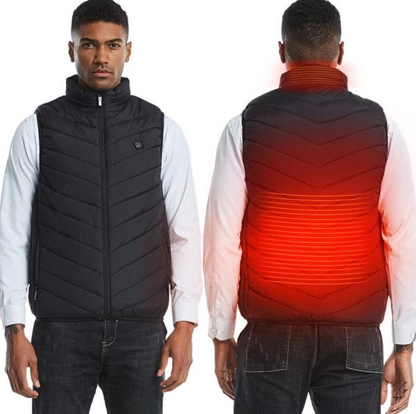 

men women outdoor usb heating electrical vest winter sleeveless heated jacket cold-proof heating clothes security vests s-4xl f120202, Black;white