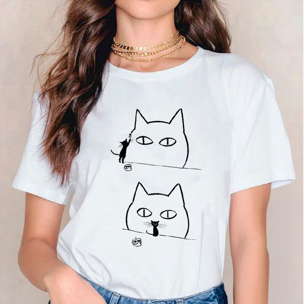 

women t shirts t shirt cat animal kawaii clothes fashion cool 90s ladies print lady womens graphic female tee shirt, White