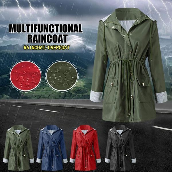 

women solid rain jacket outdoor hooded waterproof long coat overcoat windproof plus size 5xl long warm hooded jacket winter#j301, Black;brown