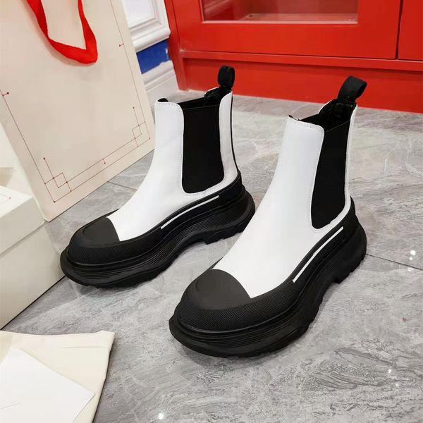 

couple martin boots fashion patchwork color elastic slip on thick soled height increasing designer shoes autum outdoor men women short ankle, Black