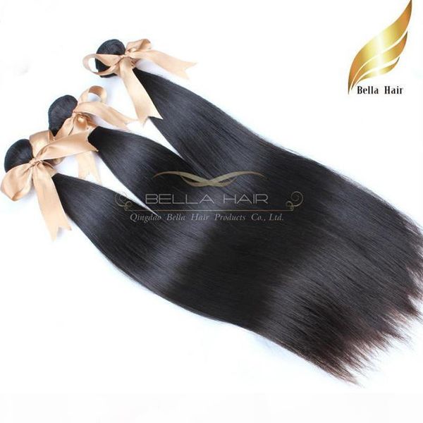 

8a 10"-34" 100% high grade brazilian hair extensions natural hair 3pcs lot straight hair weaves double weft dhl natural color bell, Black