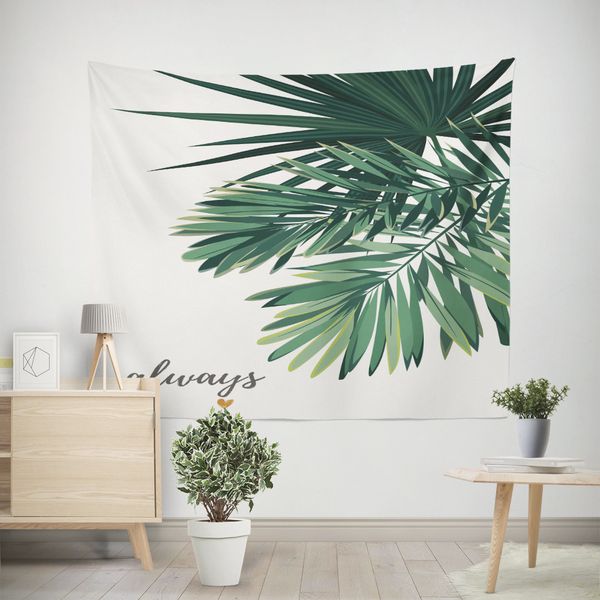 

simple style plant white tapestry wall hanging art blanket living room bedroom dorm home decor tablecloth picnic beach towel