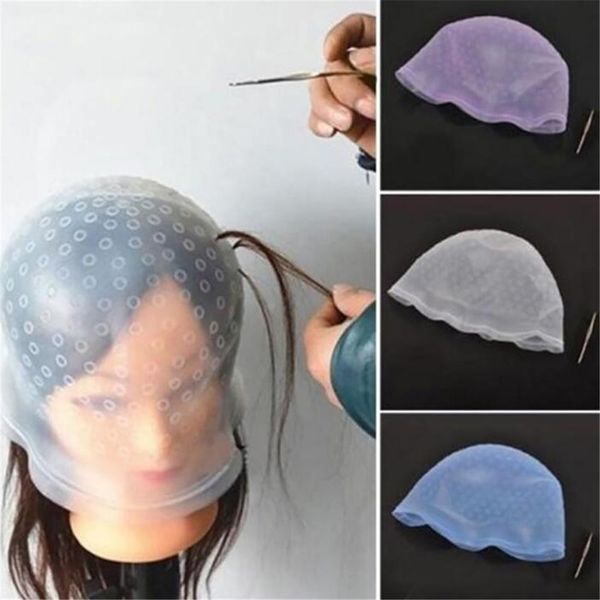 

new beuty reusable silicon highlights hat hair colouring highlighting dye cap frosting tipping dyeing color tools hair color styling tools, Black;brown