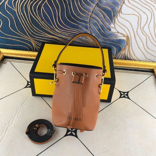 

small bucket handbag crossbody handbag bag drawstring shoulder bag calfskin leather bag classsic lady wallet purse gold metal parts