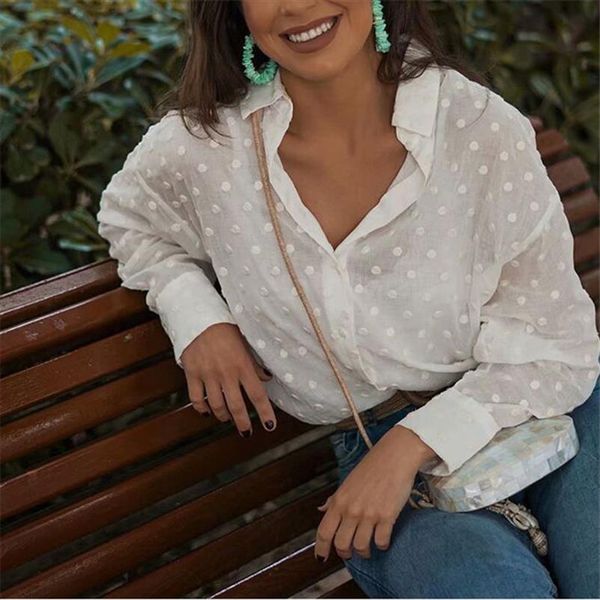 

elegant long sleeve white ol shirt ladies polka dot blouse fashion womens blouses chemise femme blusa feminina streetwear