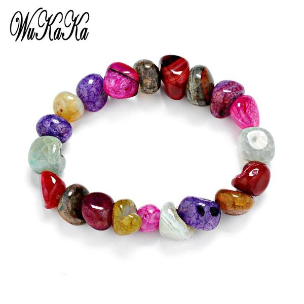 

beaded, strands handmade natural stone women yoga chakrabracelet colorful cracks irregular mixed bracelet gradual energy strand bracelets, Black