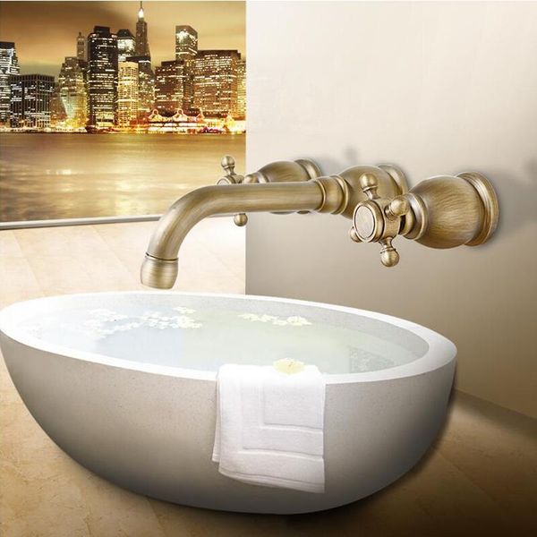 

wall mounted brass faucet bathroom water tap basin faucet dual holder three hole gz 7105 sqcmdc new_dhbest
