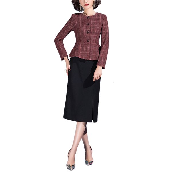 

new winter fashion 2 piece wool women's upper plaid ladies egg skirt imlz, White