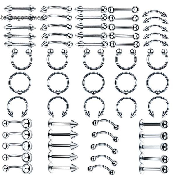 

steel lip ring 60 sets stainless accessories nose nail puncture jewelry, Golden