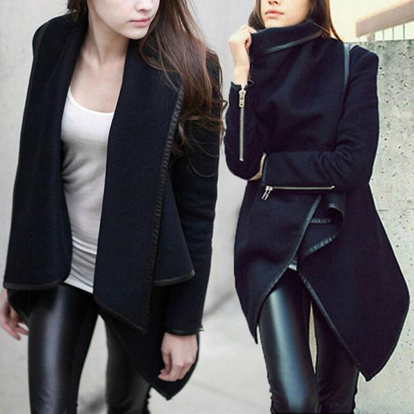 

europe fashion stylish womens slim wool warm long coat jacket windbreaker outwear winter parka coats, Tan;black