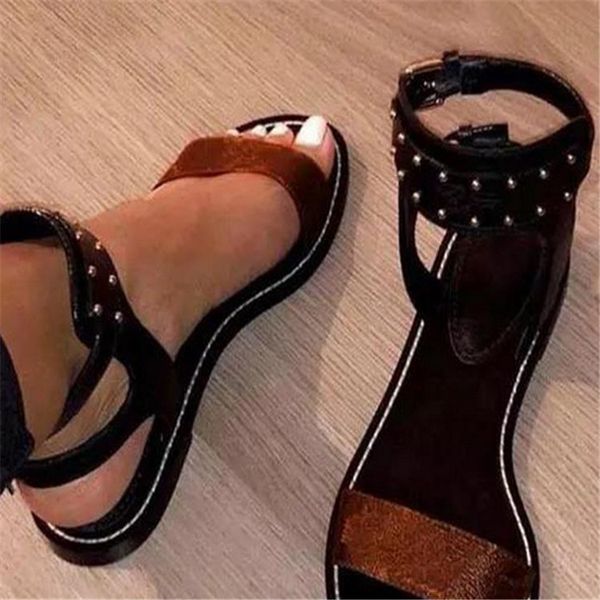 

21s fashion women sandals summer flats gladiator sandals women casual flats shoes designer ladies beach roman sandals 62, Black