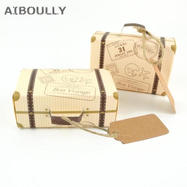 

100pcs creative mini suitcase candy box gift candy carton card packaging box wedding birthday party favors with tag card1