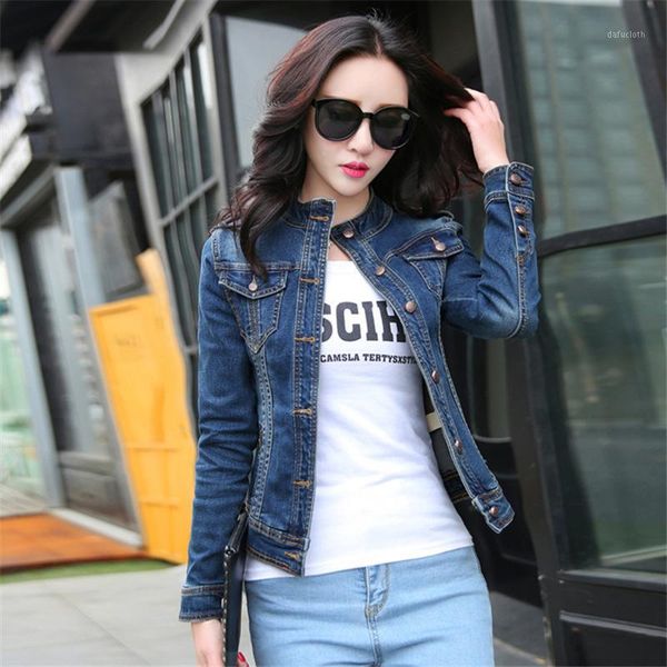 

2018 fashion jeans jacket women spring autumn campera long sleeve coats stretch short denim jacket blue jaqueta jeans casacos1, Black;brown