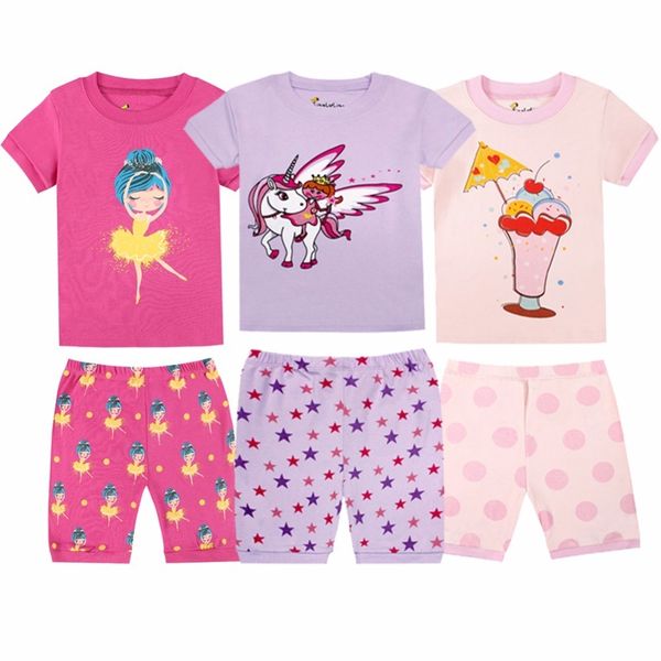 

100 cotton summer baby girls pajamas sets kids pyjamas pijamas infantis girl pyjama sets pijama infantil pyjamas kids boys pjs y200704, Blue;red