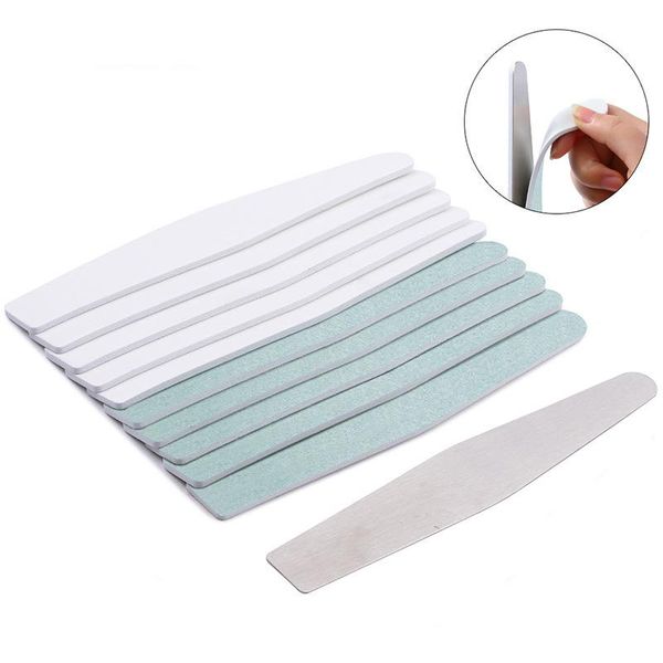 

5 styles metal nail file sandpaper buffer strips adhesive pads stainless steel handle double side calluses remover