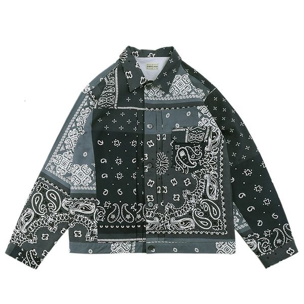 

2021 new luxury men kapital west coast cashew flower cotton shirts shirt pocket long sleeves  xl c22 ev4t, White;black