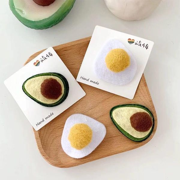 

hair accessories sweets clips for women avocado poached egg wool felt cartoon woman opaski dla dziewczynek kids