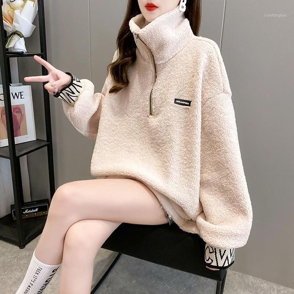 

hi-q women's hoodie lambs are thickened to keep warm loose plover women's sweatshirt ladies christmas jersey 2020 new clothes1, Black