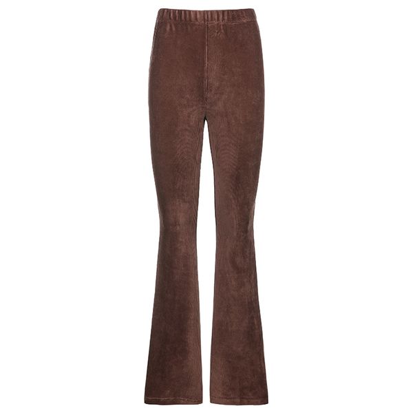 

2021 new corduroy khaki aesthetic flare pants elastic high waist womens jogger sweatpants vintage 90s girl trousers p63w, Black;white