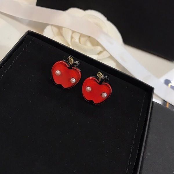 

ypay8 brand punk apple jewelry ladies pearl earrings cute sweet fashion cold luxury earrings wedding summer travel jewelry, Golden;silver