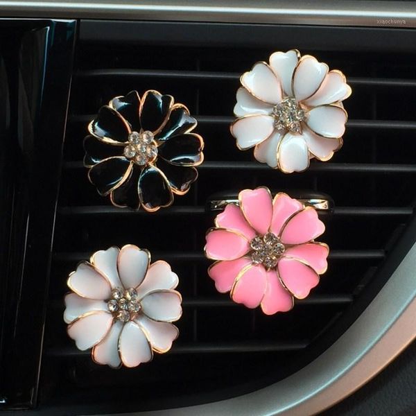 

car ornament rhinestone daisy flower outlet vent clip popular car styling air conditioner freshener auto interior decor for lady1