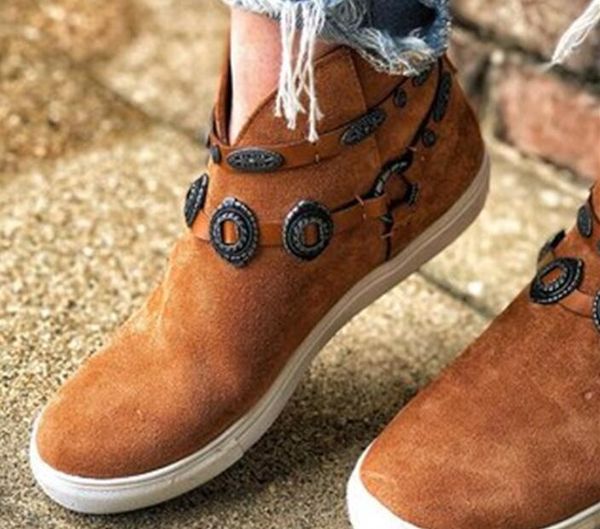 

women retro ankle boots slip on pointed toe ladies snake print rivet mixed color woman shoes soft flcok casual boot botas mujer, Black