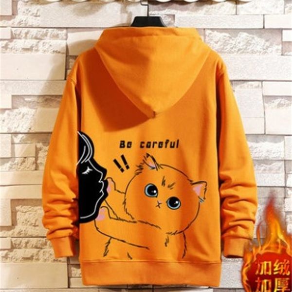 

new autumn 2021 and winter in velvet male padded hood big fat clothes loose sports hoodie 1 uxlg, Black